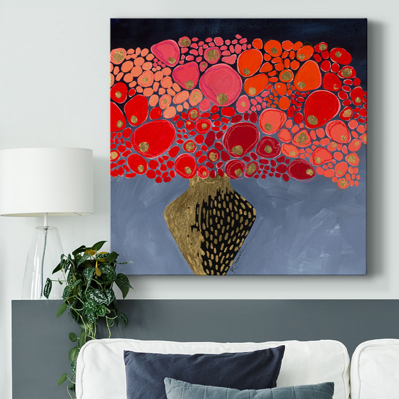 Coquelicots rouges sur toile, H 32 po x l 32 po x P 1,5 po