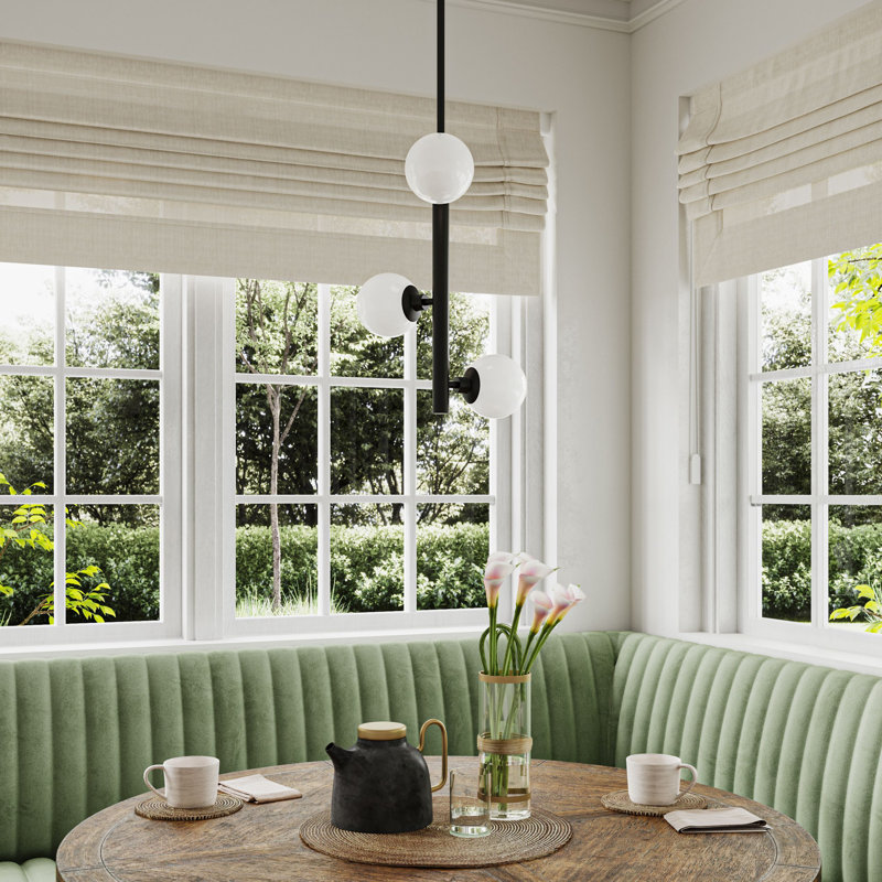 Luminaire suspendu contemporain noir mat à 3 lumières Avec 13,375 po, Noir mat