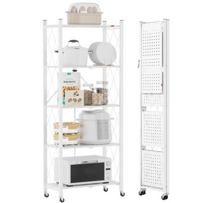 62cm W Metal Shelving Unit with Wheels