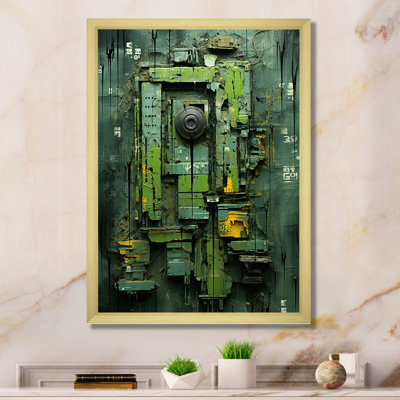Green Abstract Maya Shapes Mask II - Abstract Wall Art Decor