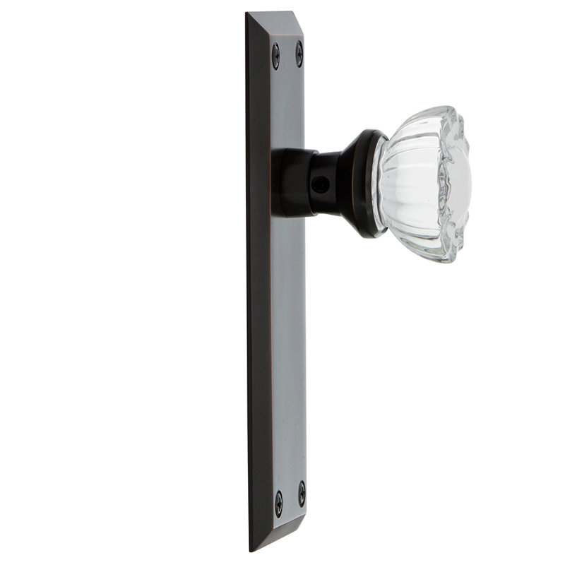 New York Plate with Crystal Door Knob, Timeless Bronze, 2-3/8"