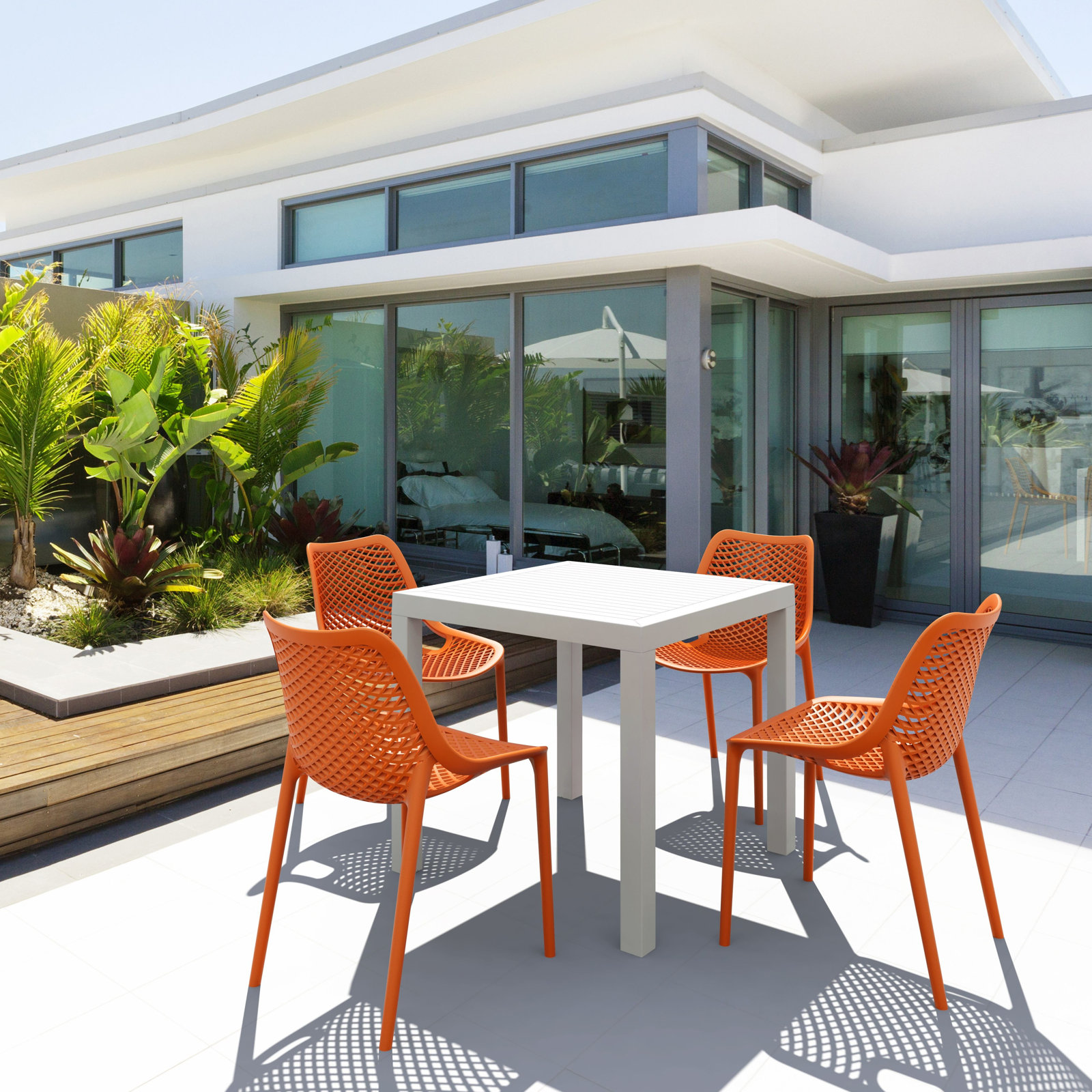 Farrah Stackable Patio Side Chair, Orange