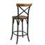 30" Brown and Black Solid Wood and Metal Counter Height Bar Chair