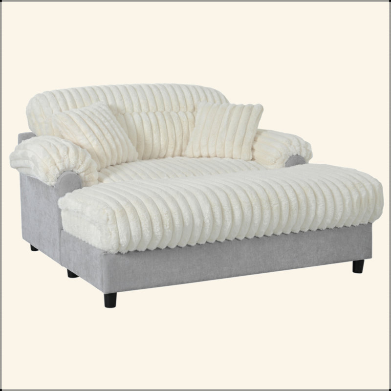 Canapé-lit moderne avec méridienne 65,25 po Cloud, Beige
