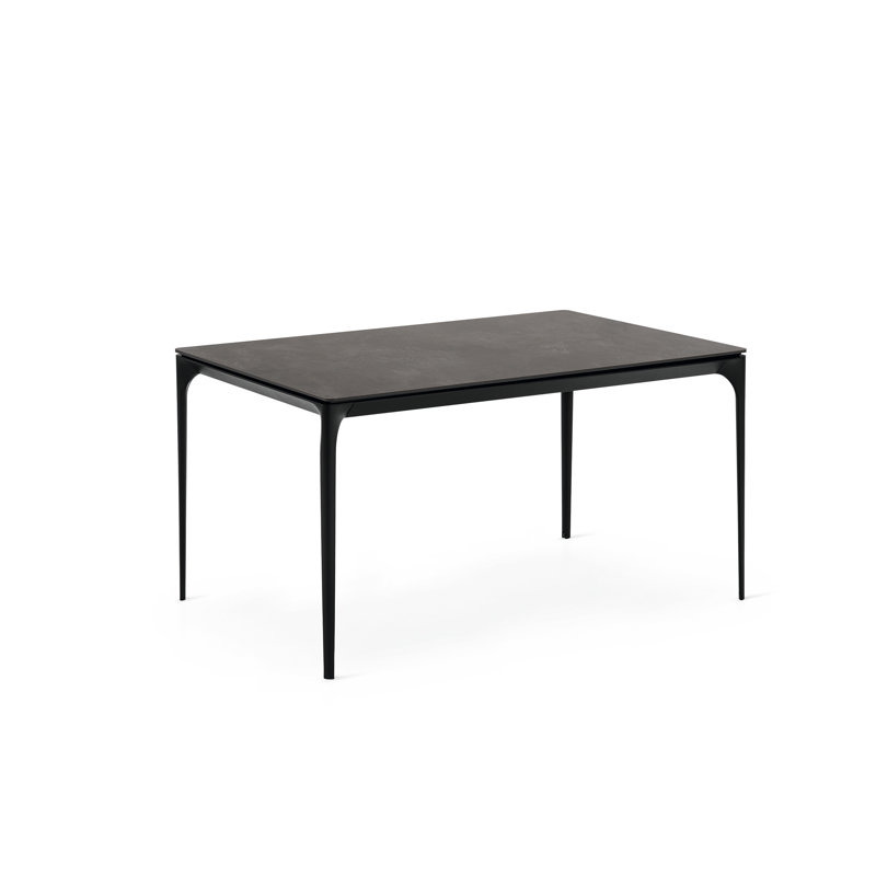 Silhouette Table with Extendable Rectangular Top and Metal Legs, Oxide Black