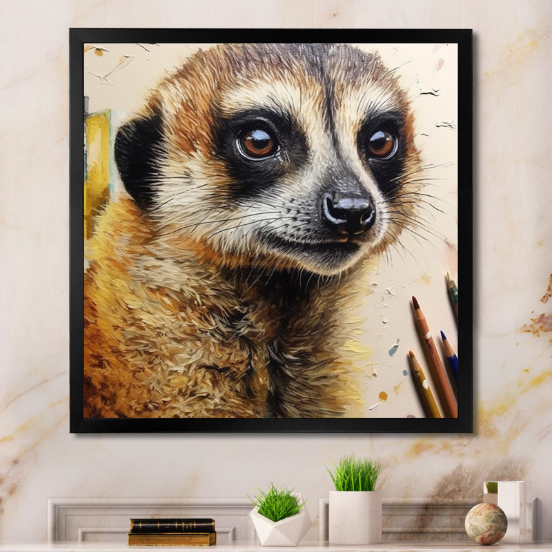 Suricate III, impression sur toile, Cadre simple noir, H 24 po x l 24 po x P 1 po