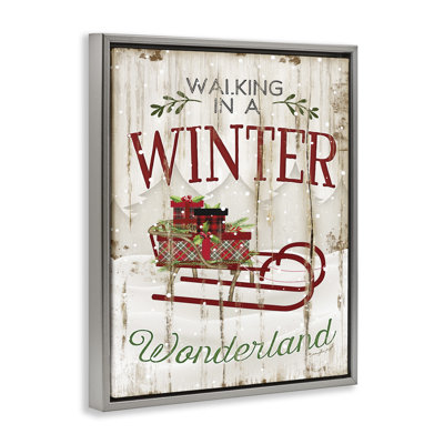«Rustic Winter Wonderland Sleigh», art mural encadré sur toile flottante par Jennifer Pugh hwp-391