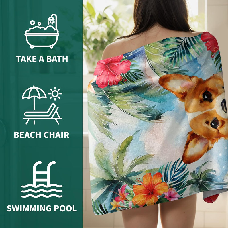 Grande serviette de bain mignonne et mignonne avec serviettes de bain mignonnes et épaisses pour salle de bain 35 * 70 pouces Plus, vous recevrez un sac fourre-tout en toile de style plage