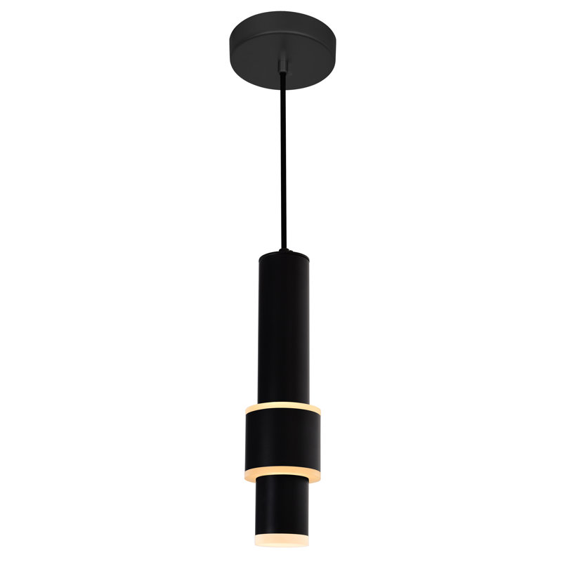 5-inch Integrated LED Pendant Light – Modern Black Fixture for Kitchen, Island, Dining Room, Hallway, Black