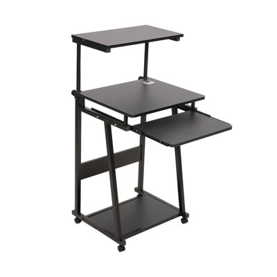 Black Height Adjustable Mobile Computer Desk
