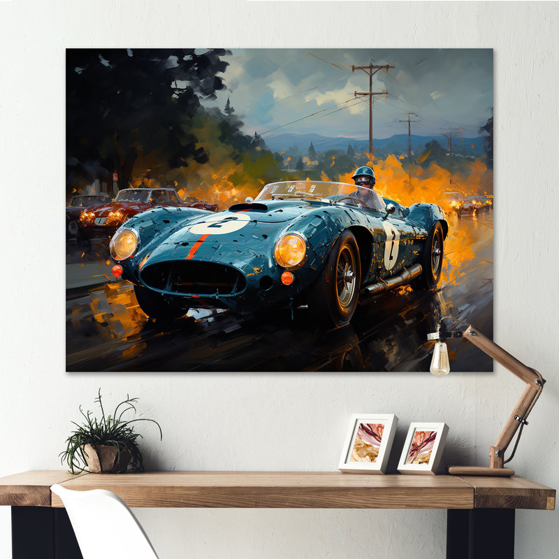 Jaune et noir, Grand Prix, voiture de course II - art mural, Toile tendue, H 34 po x l 44 po x P 1,5 po