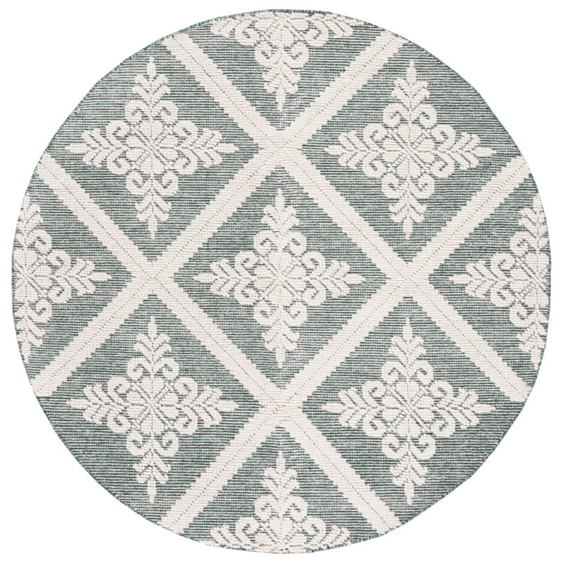 Vermont Hand Woven Wool Damask Rug, Round 6'