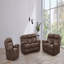 Fauteuil oscillant à passepoil contrastant de style transitionnel avec accoudoirs inclinables et finition brune, salon principal