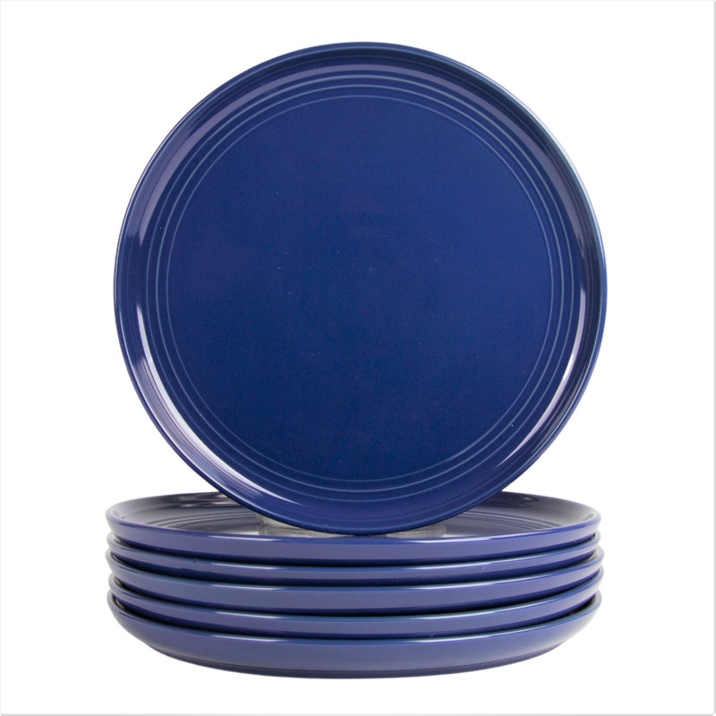 Assiette plate Double Line 10,5 po, Cobalt
