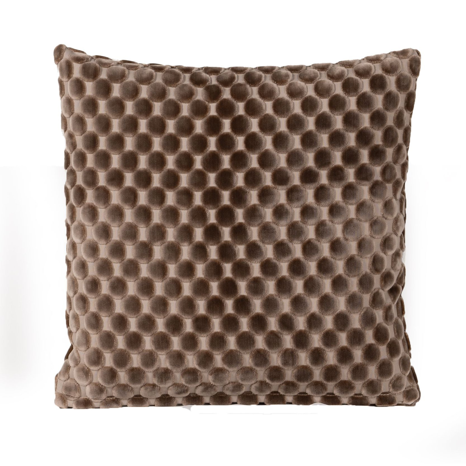Nirvan Velvet Dot Throw Pillow, Mushroom, Feather, Square 16"