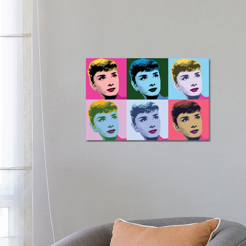 Audrey Hepburn Warhol Sabrina par radio Days-impression d’art graphique, Toile tendue, Pas de tapis