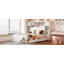 Grand lit en bois avec armoire, tablette et prises tout-en-un