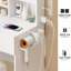 Ensemble de coiffeuse moderne avec 2 blocs d'alimentation AC + 2 USB, miroir et tabouret