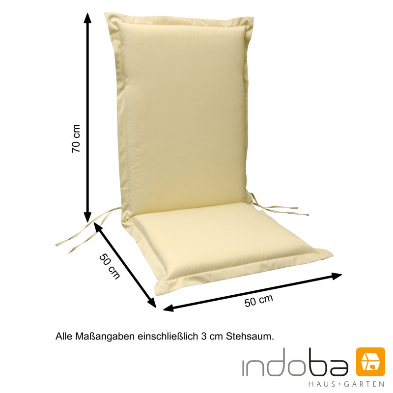 Premium Dining Chair Cushion, Beige, 9cm H x 50cm W x 120cm D