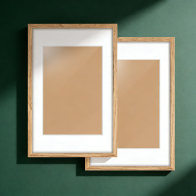 Natural Oak Wood Picture Frame Set Of 4 With Tempered Glass And Mat, 11X17 Poster Frames Matted To 8X12, Premium Hanging Wall Frames For Gallery Display