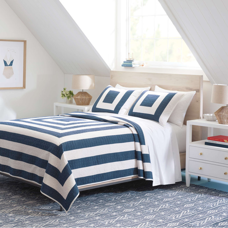 Birch Point Navy Quilted Sham, Standard