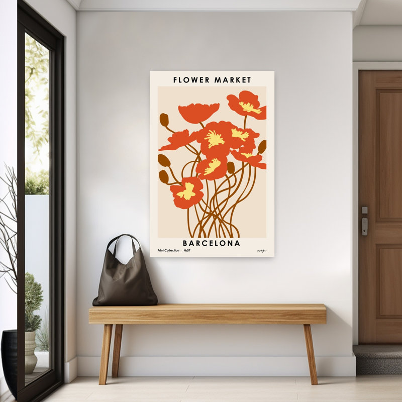 Flower Market. Barcelona Contemporary Poppy Flower Wall Art Print, 152.4cm H x 101.6cm W