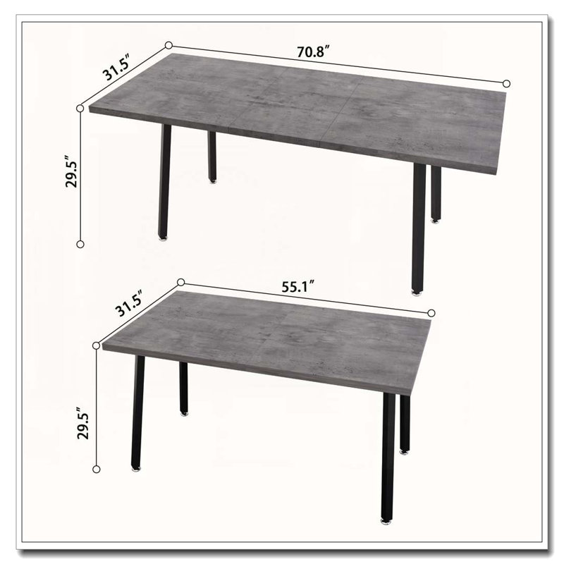 55.12-70.87" Expandable Dining Table