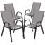 Ensemble de salle à manger de patio 5 pièces Elgin - Table en verre, 4 chaises empilables Flex-271068496