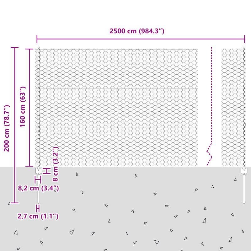 vidaXL Fence with Post Segment Outdoor Barrier Garden Terrace Divider Boundary