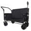 Chariot pliant 3-en-1 avec banquette, auvent et bac de rangement - structure en acier noir