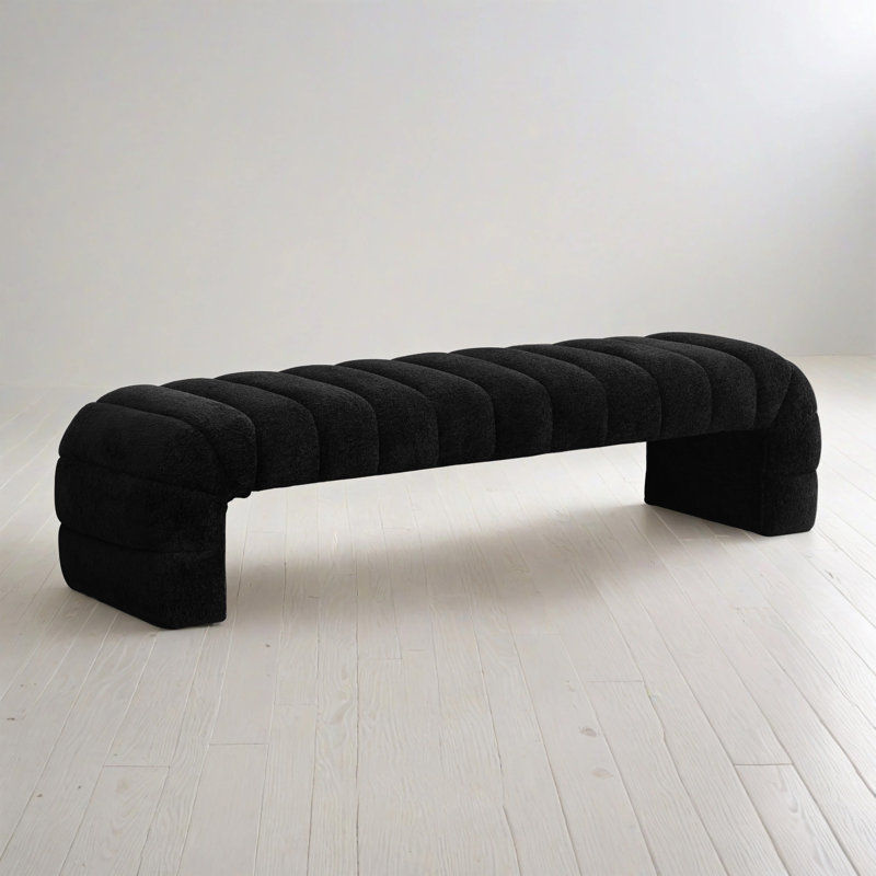 69.7"wide Modern Upholstered Bench, Black