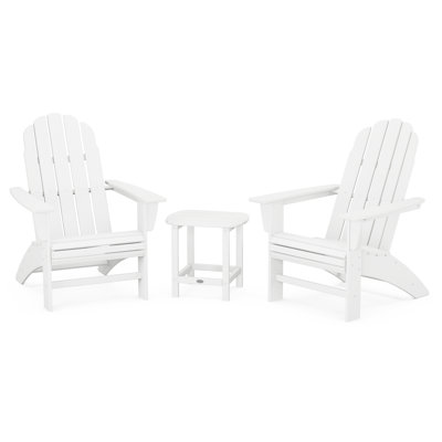 Vineyard 3-Piece Curveback Adirondack Set with South Beach 18" Side Table