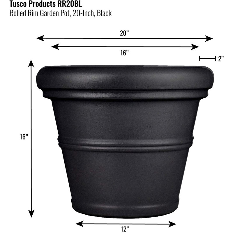 Alojz Pot Planter, 22" H x 22" W x 18" D, Black