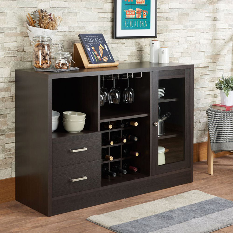 Mehul Sideboard,Buffet table,Dining cabinet,Office credenza with  2- Drawer, Espresso