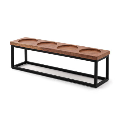 Iron And Wood 4- Candle Holder - 18In