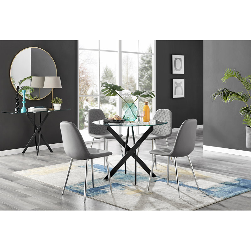 4 - Person Dining Set, Chrome/White