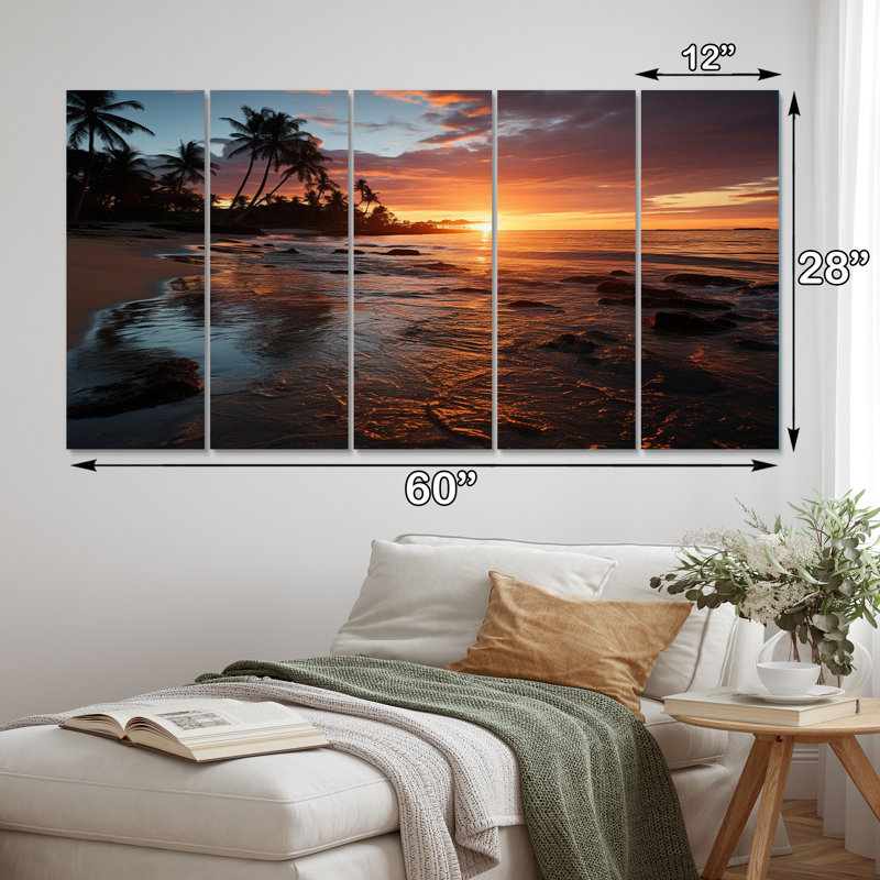 Dominicain Sunrise Over The - Nautique et plage, ensemble de reproduction d'art en métal