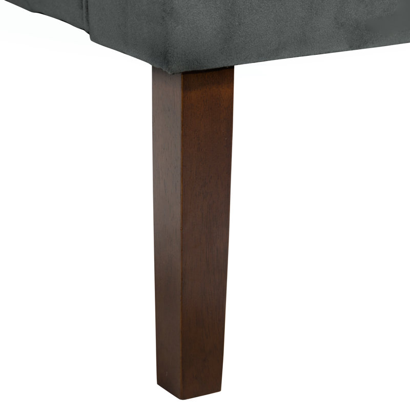 Daryann Savoy Swoop Upholstered Velvet Armchair, Bella Gunmetal Performance Velvet, Dark Walnut
