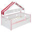 Lit de cabane en bois avec lit gigogne, auvent de tente et étagères-1286730051-1286730109