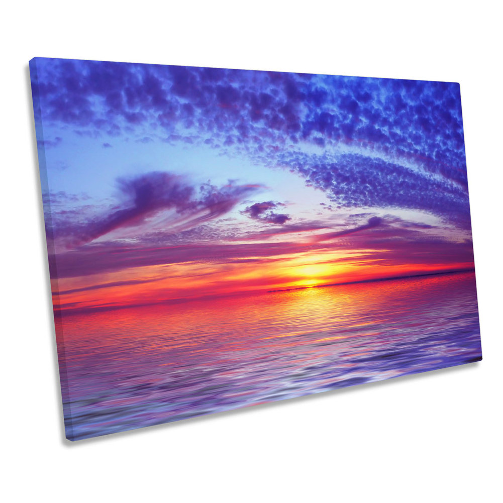 Sunset Seascape Scene Ocean - Wrapped Canvas Art Prints