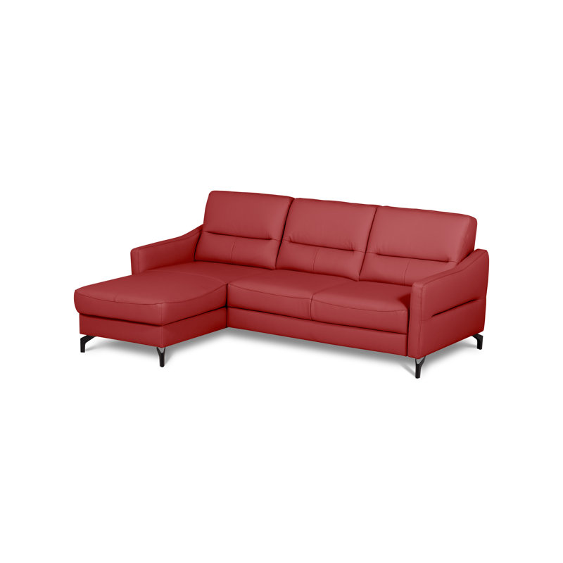 Falkirk Leather Corner Sofabed, Red, Left Hand Facing