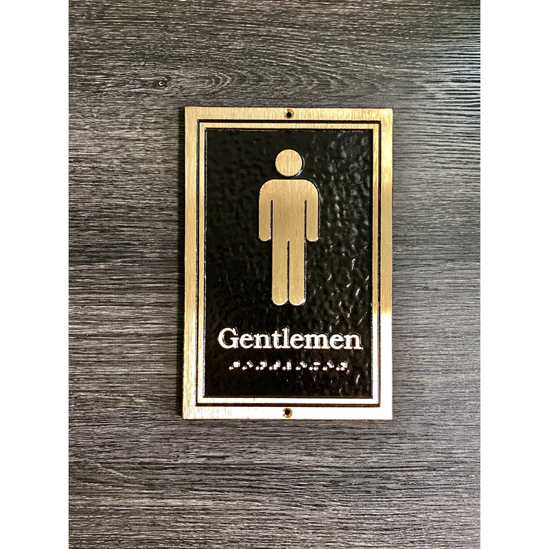 Enseigne à toilettes gentlemen’s Contemporary, Noir / or