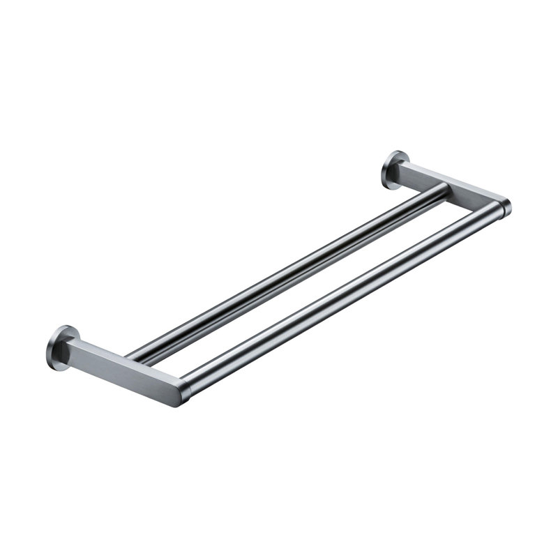 Double Wall Mounted Towel Bar, Polished