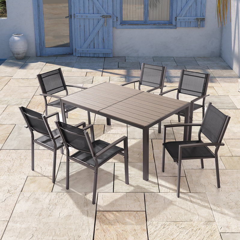 Table de salle à manger rectangulaire pour restaurant 6 personnes L 69,1 po, Noir