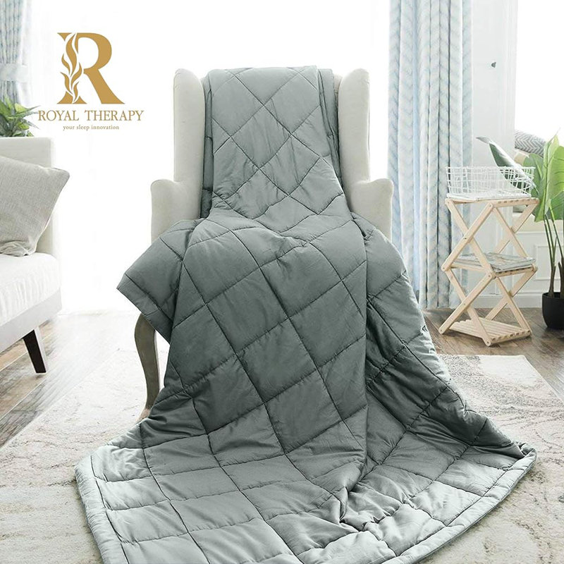 Couverture lestée Royal Therapie - Couvertures épaisses 100% coton avec perles de verre de qualité supérieure (80 po x 87 po 25 lb, cuir Texas), convient à deux personnes (~ 100 à 200 lb) - Utiliser sur un grand / très grand lit