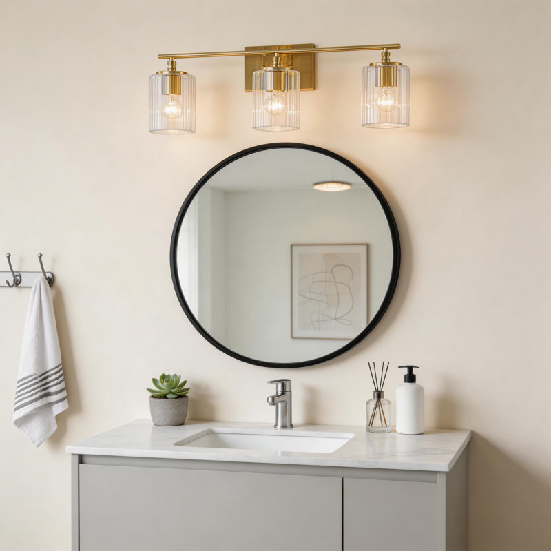Modern 3-Light Dimmable Wall Sconce Vanity Light with Clear Glass Shade