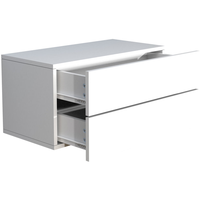 Avyion Manufactured Wood Bedside Table, White, 30cm H x 60cm W x 32cm D