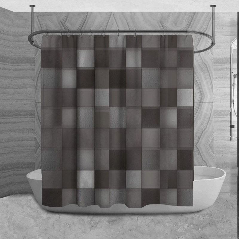 Rideau de douche à carreaux Mangelal, H 73 po x l 70 po