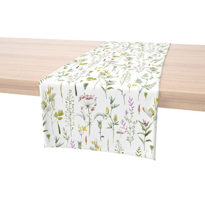 Table Runner, 100% Cotton, 16X108", Botanical Stripe