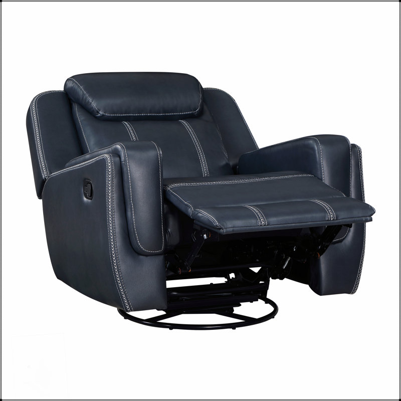 Fauteuil inclinable et pivotant moderne bleu, revêtement en similicuir respirant pour un confort et un style ultimes